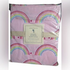 NWT Pottery Barn Kids Organic Rainbow Pink Duvet Cover Twin